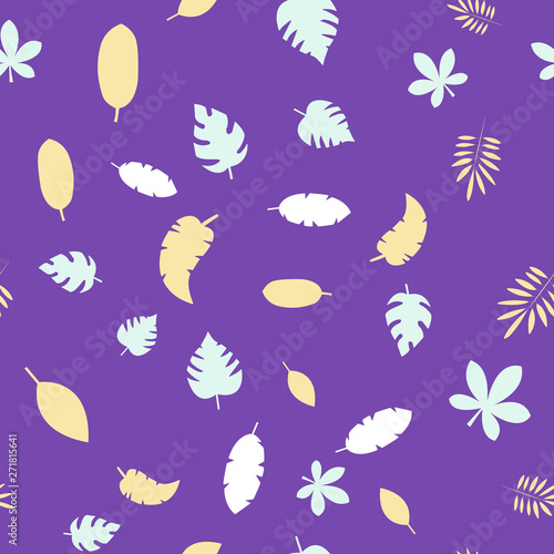 Leaves Seamless vector Pattern. Flat style floral Background. 