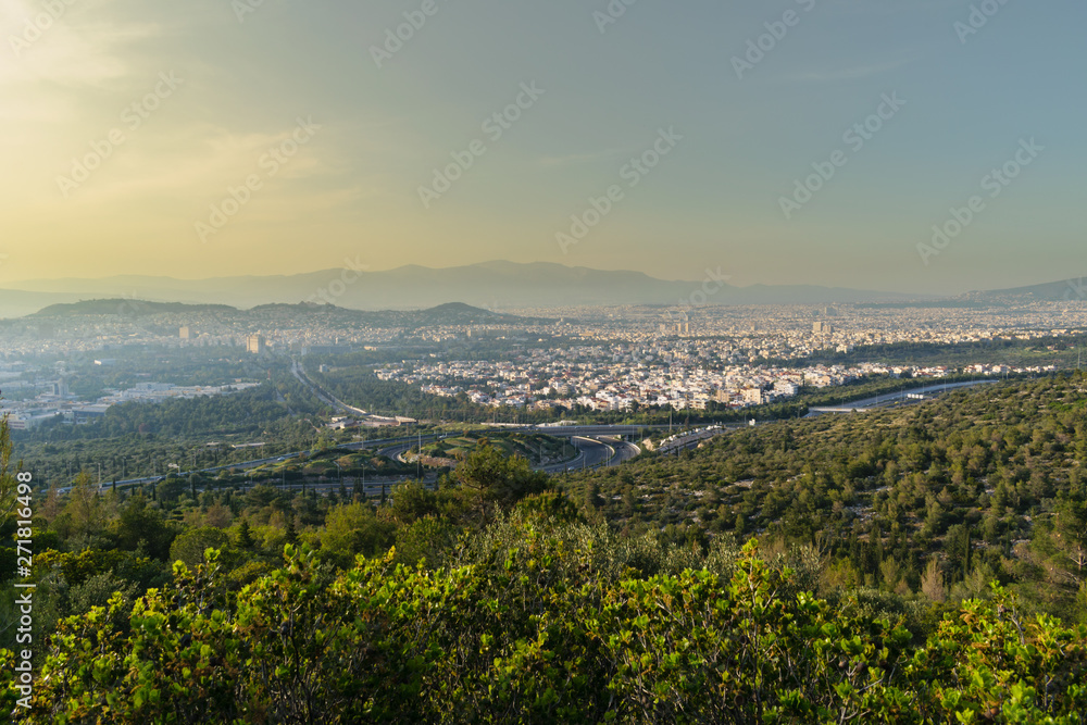 Athens cityscape from mountain Hymettus (Ymittos)