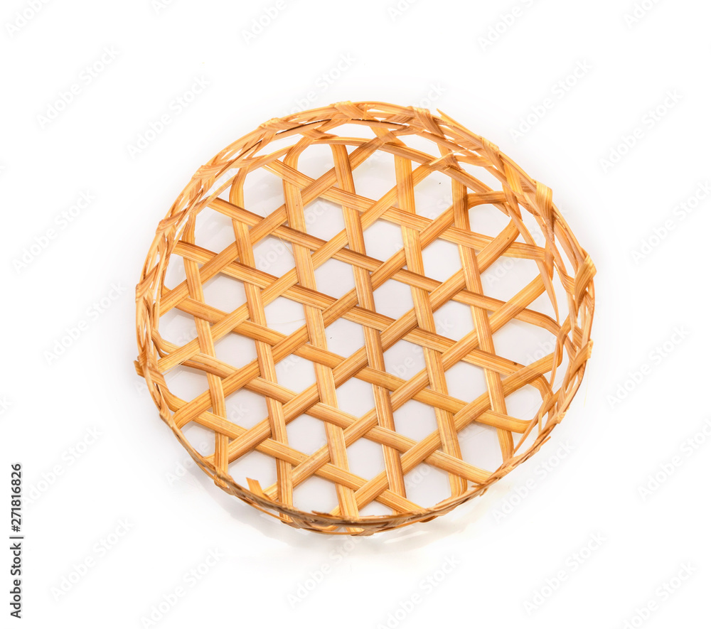 Bamboo basket hand made isolated on white background. Bamboo basket hand made isolated on white background.