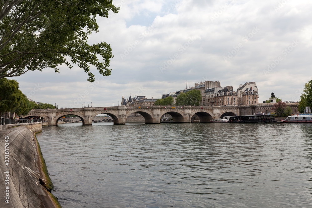 Old bridge over the river Seine 