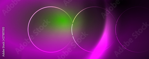 Shiny neon lines template - northern lights glowing blur lines. Futuristic style glow neon 80s disco club or night party techno template