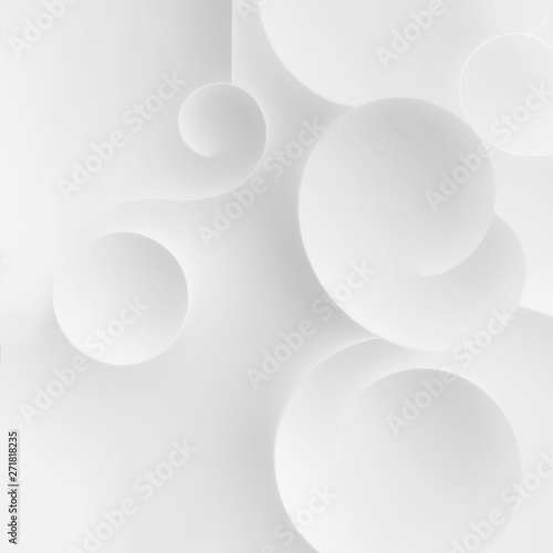 Composition with white curled elements for abstract background