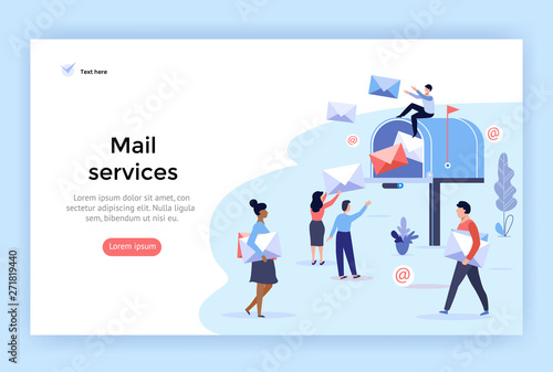 Mail service and correspondence delivery concept illustration, perfect for web design, banner, mobile app, landing page, vector flat design
