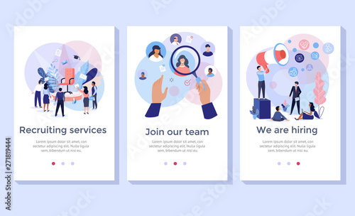 Recruitment service concept illustration set, perfect for banner, mobile app, landing page