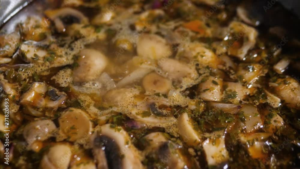 Steamed chicken and mushroom soup. Home made steamed chicken and mushroom soup cooking in hot pot boiling Steamed chicken and mushroom soup. Home made steamed chicken and mushroom soup cooking in hot pot boiling