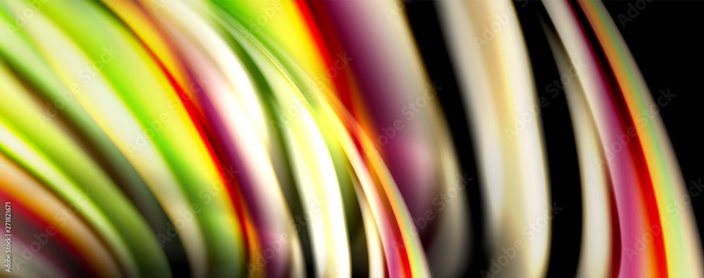 Fluid color swirls on black. Modern background with trendy design Fluid color swirls on black. Modern background with trendy design