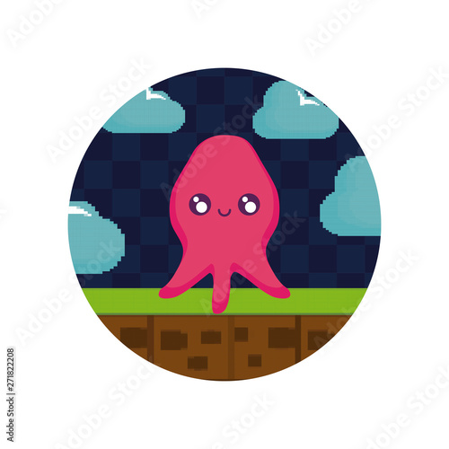 video game pixelate creature icon vector ilustrate