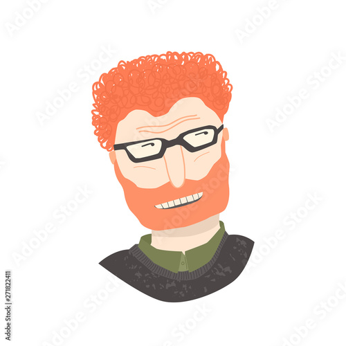 Red-haired and bearded man with glasses People Flat avatars Vector Illustration
