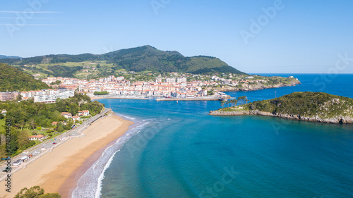 Fototapeta Naklejka Na Ścianę i Meble -  aerial view of basque fishing town and its coastline