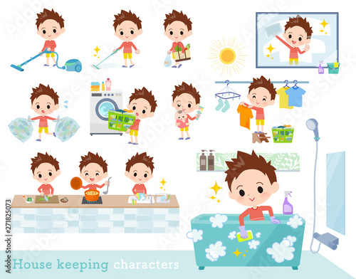 Red clothing boy_housekeeping