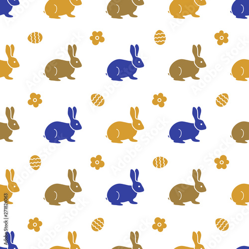 Fototapeta Naklejka Na Ścianę i Meble -  Seamless pattern with Easter Bunny. Rabbits, hares