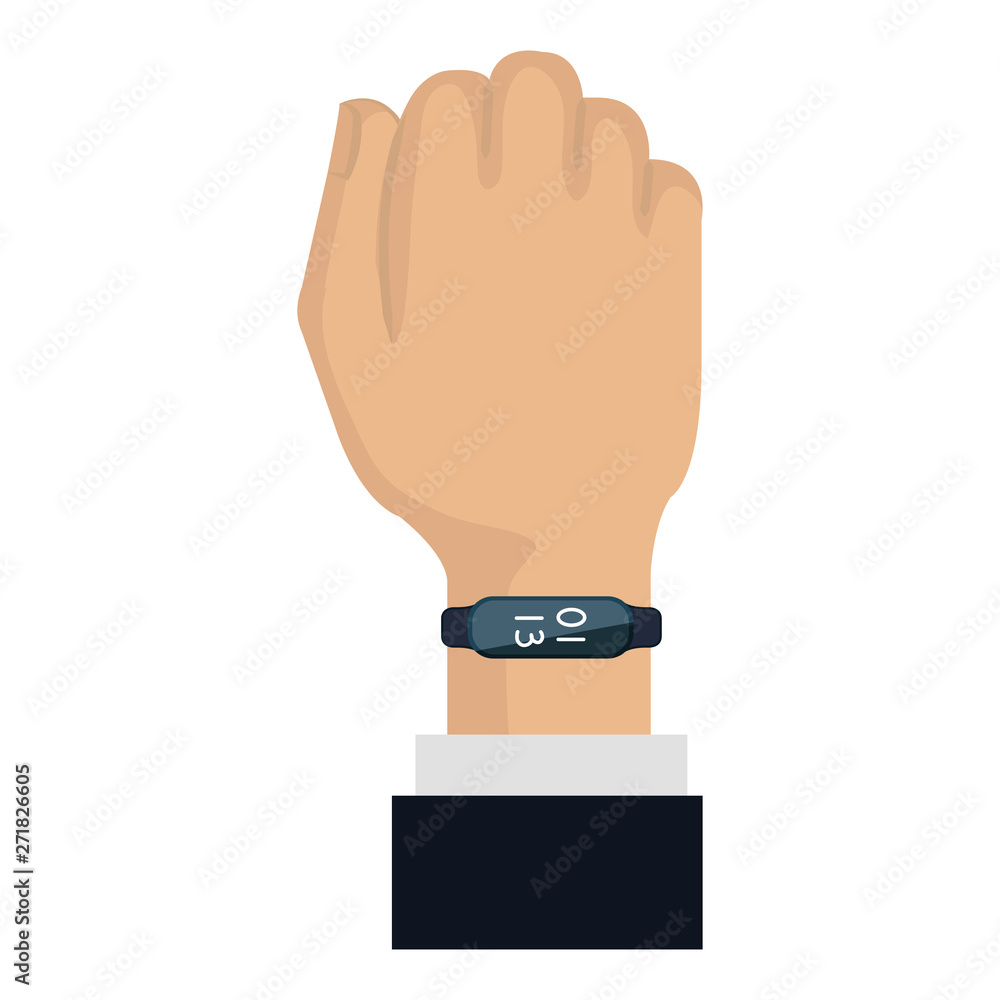 Obraz premium hand with smartwatch weareable technology