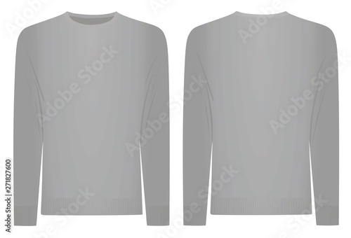 Grey sweater. front and back side. vector illustration