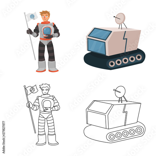 Vector design of astronomy and technology  icon. Set of astronomy and sky vector icon for stock.