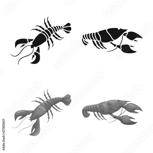 Vector illustration of appetizer and ocean sign. Set of appetizer and delicacy vector icon for stock.