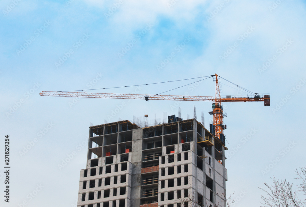 Construction crane and multi-storey building