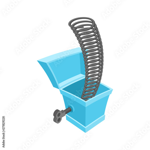 Open prank box Template. Funny prize Mokap. Toy for April Fools Day.