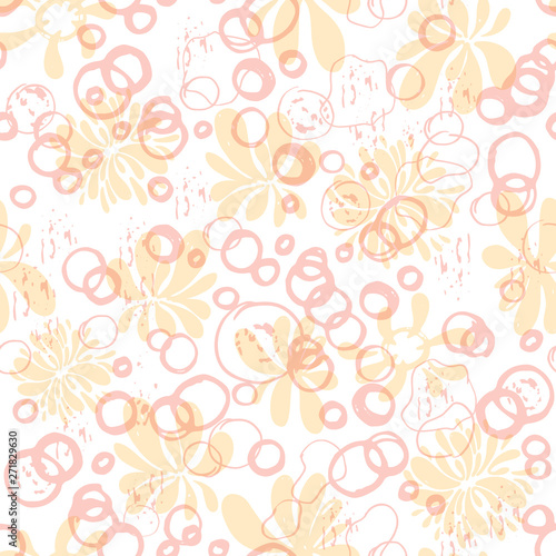 Floral abstract geometric seamless pattern, white background. Pattern can be used for wallpaper, pattern fills, background, surface textures