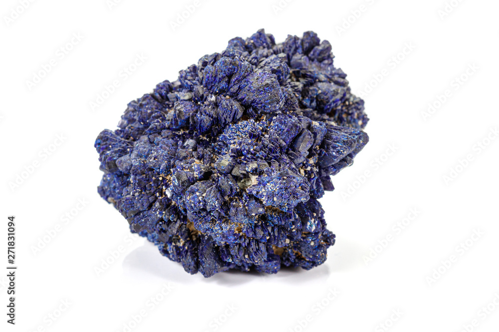 Macro stone mineral Azurite Malachite on a white background Macro stone mineral Azurite Malachite on a white background