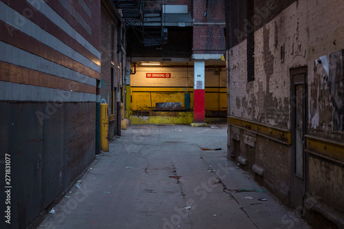 Empty Loading Dock in Alley at night with No Smoking Sign © CAG Photography