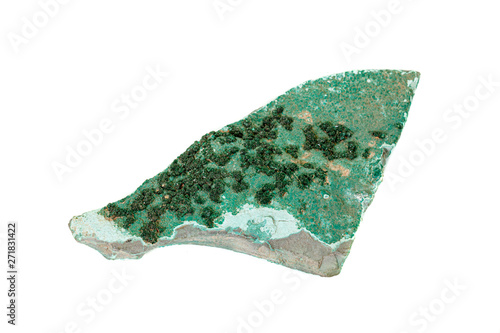 Macro stone Atacamite mineral on white background photo