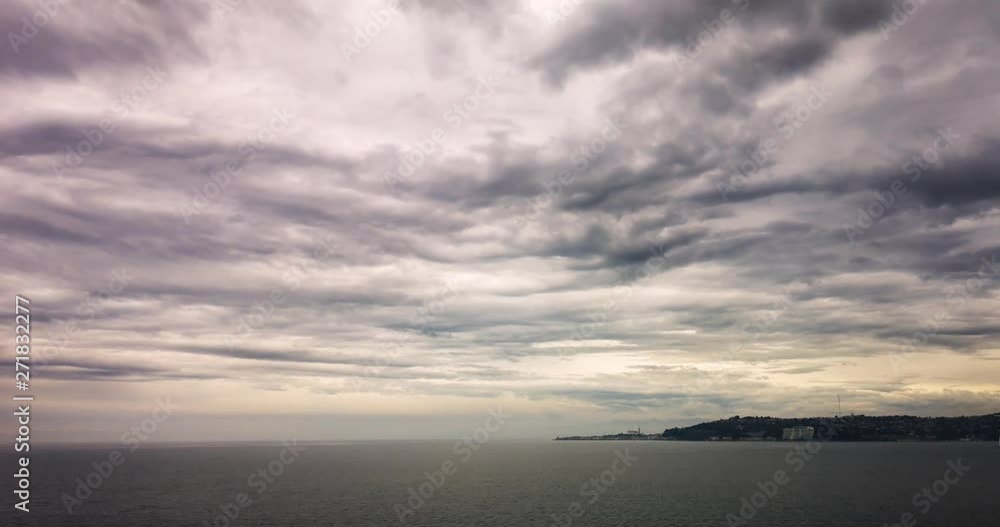 Time lapse of Piran town with Adriatic sea with dark clouds above. Time lapse of Piran town with Adriatic sea with dark clouds above.
