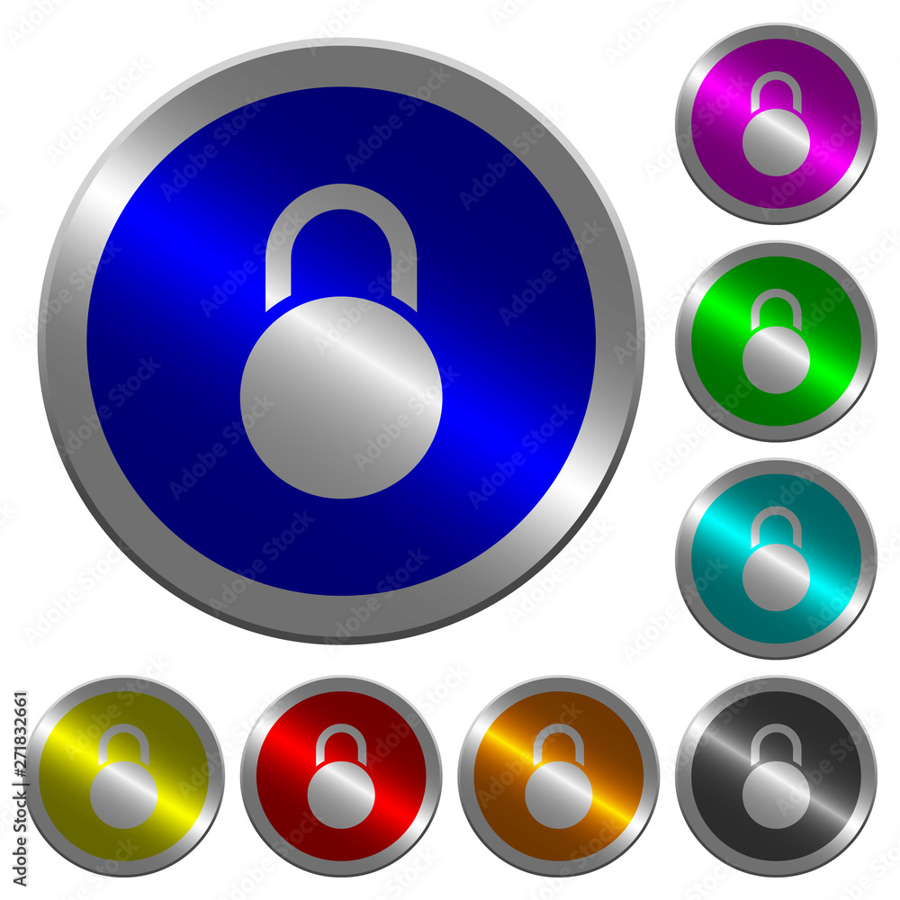 Locked round padlock luminous coin-like round color buttons Locked round padlock luminous coin-like round color buttons