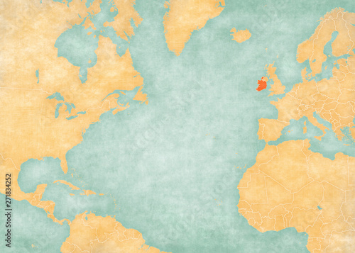 Obraz na plátne Map of North Atlantic Ocean - Ireland