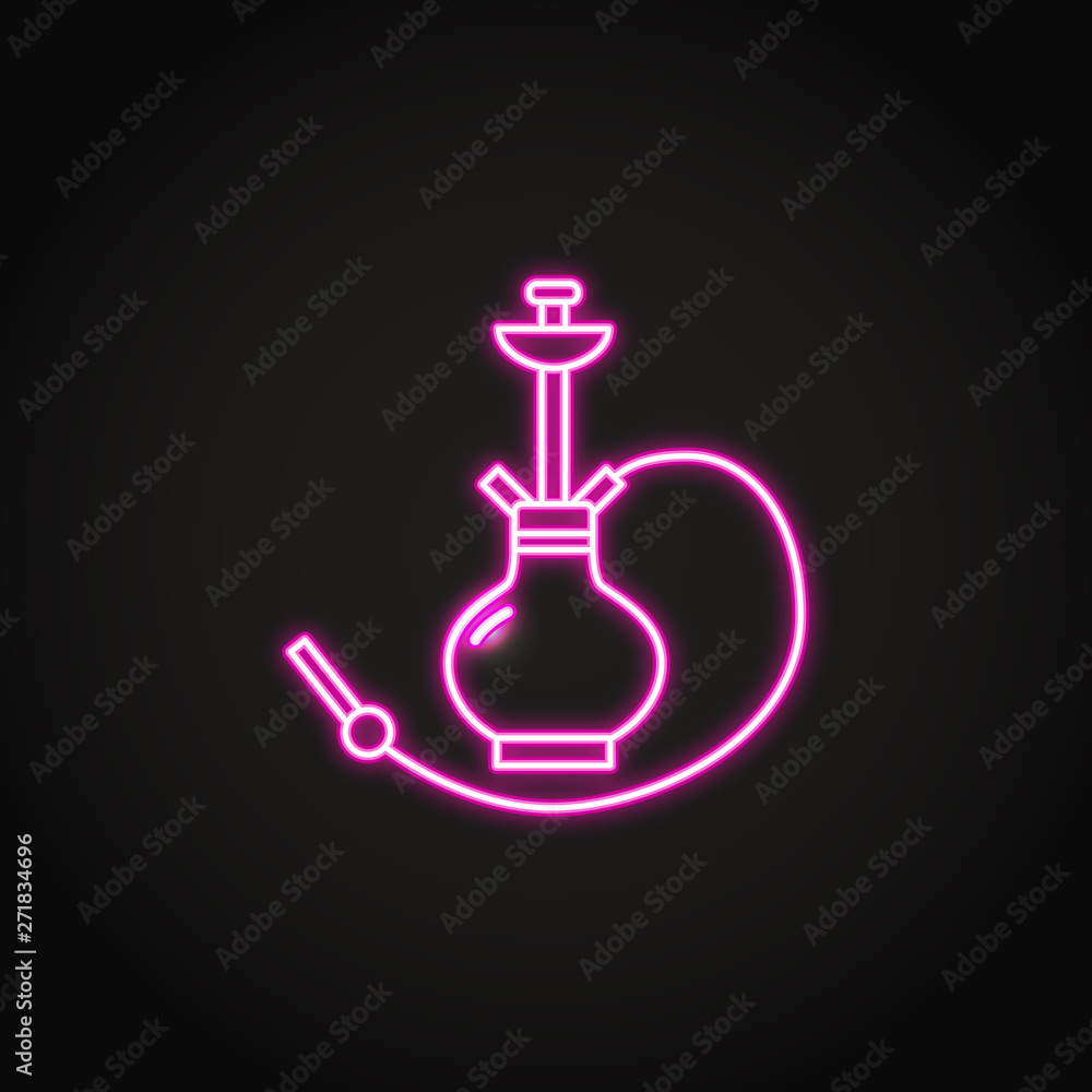 Hookah pipe icon in glowing neon style Hookah pipe icon in glowing neon style