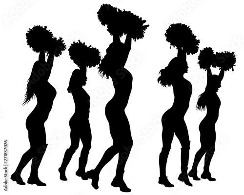 Young cheerleader in dress on white background