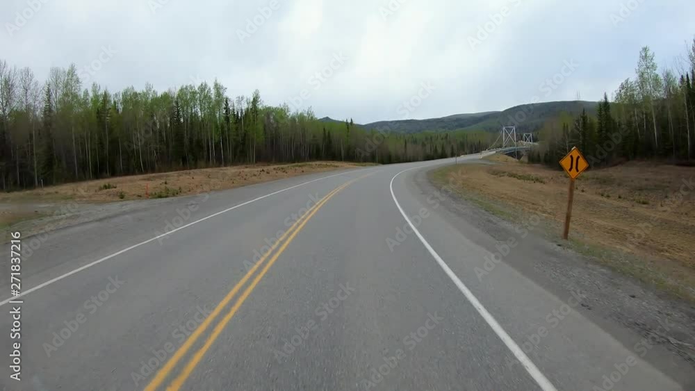 Drive Down Two Lane Highway Alaska Mountains North America Drive Down Two Lane Highway Alaska Mountains North America