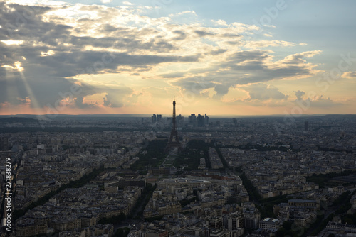 aerial view of Paris France at sunset © Silvano Sarrocco