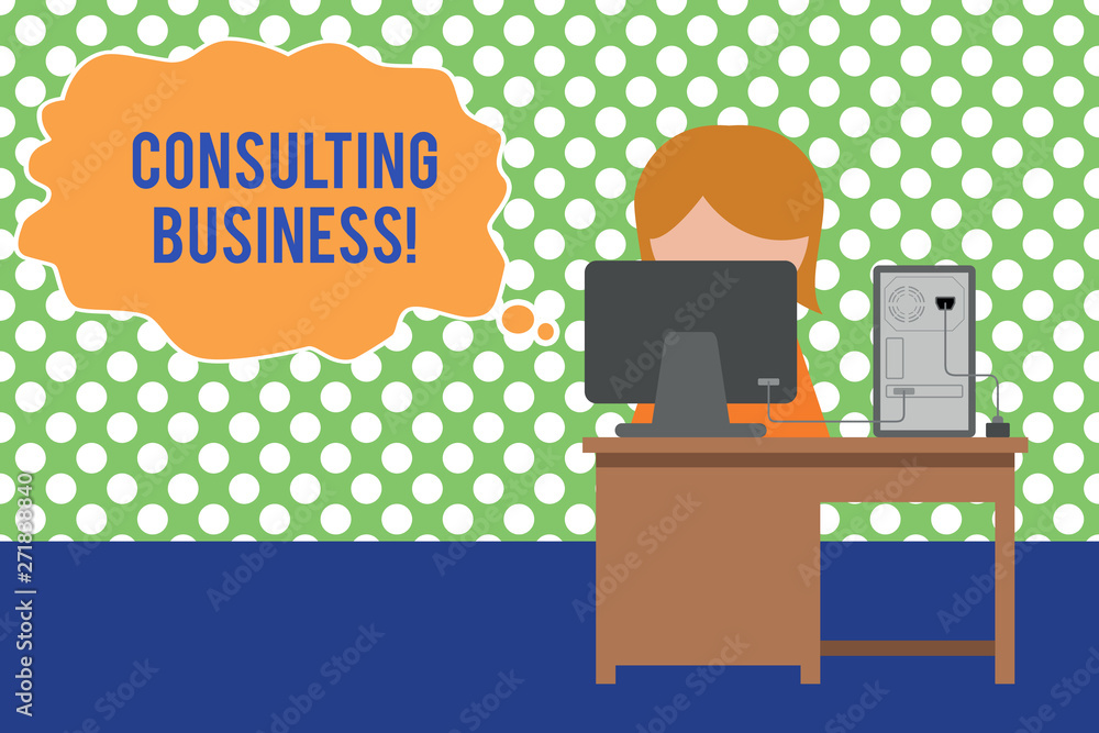 Text sign showing Consulting Business. Business photo text Consultancy Firm  Experts give Professional Advice Young female working office sitting  desktop computer office monitor photo Stock Illustration | Adobe Stock