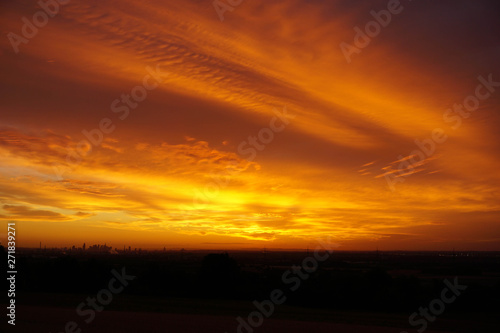 Frankfurt am Main Skyline Sunrise Fall