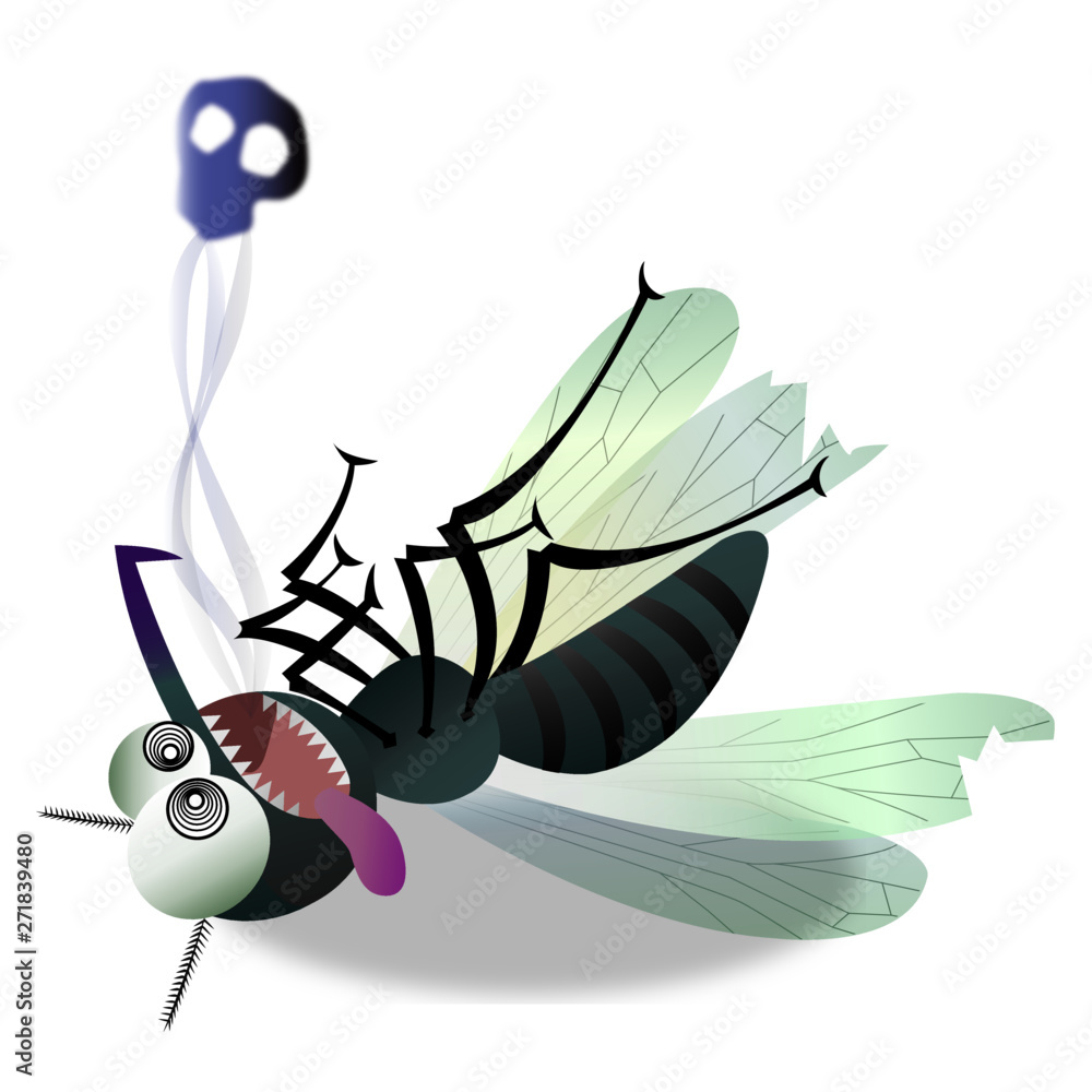 a cartoon dead mosquito vector isolated on white background Stock Vector |  Adobe Stock