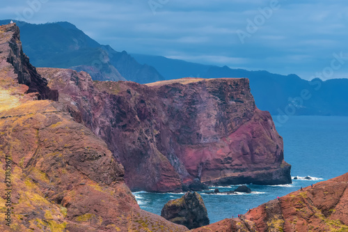 Steep cliffs in Madeira and the Atlantic Ocean. Taken at St. Lawrence Peninsula