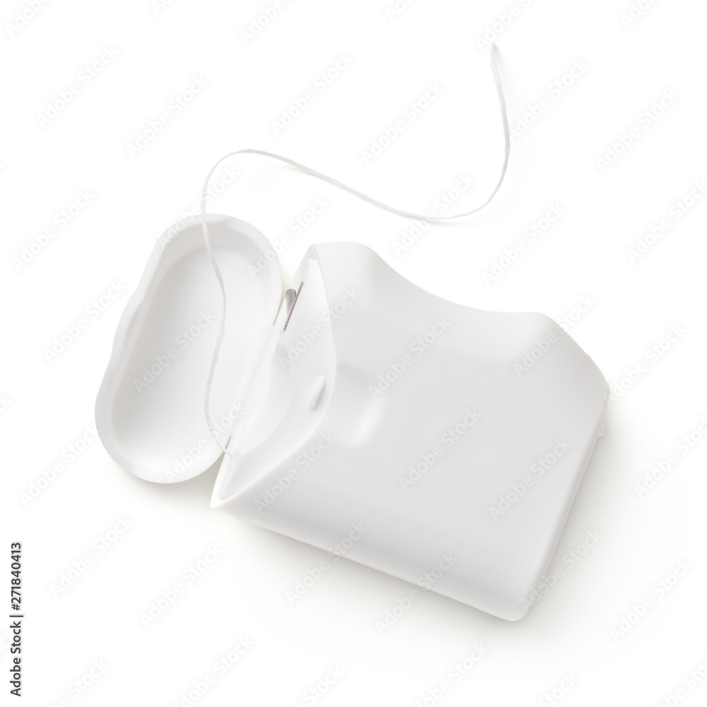 Dental Floss Container Isolated On White Background Stock Photo