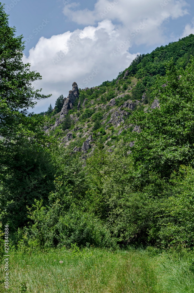 Large and well formed rocks resemble humans, beasts and other bizarre forms of peak Garvanets or raven is the most interesting natural landmark of Lozenska mountain, Bulgaria 