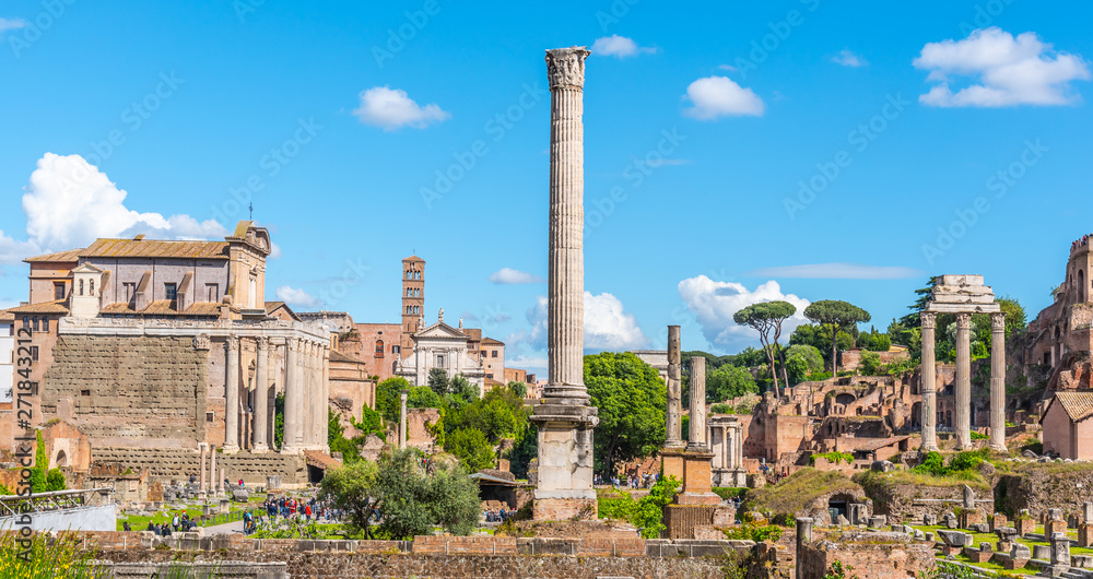 Column of Phocas in Roman Forum archeological site, Rome, Italy