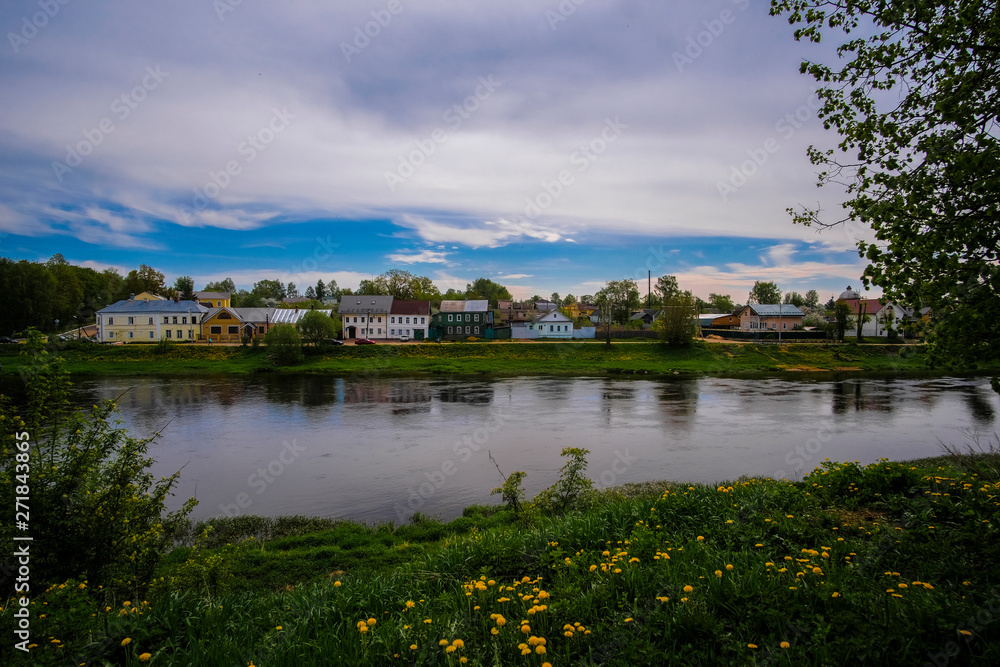 image of the town of Torzhok, standing on the banks of the river, Russia