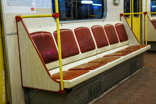 Moscow, Russia - May, 10, 2019: interior of a carrige of subway train in Moscow photo