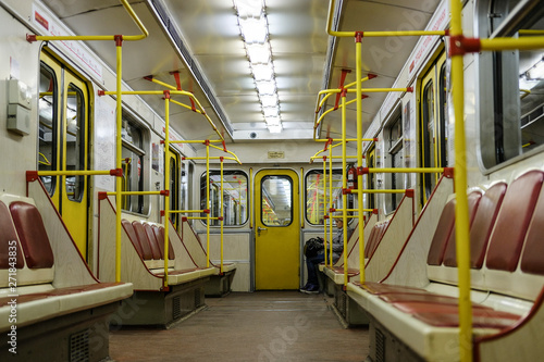 Moscow, Russia - May, 10, 2019: interior of a carrige of subway train in Moscow photo