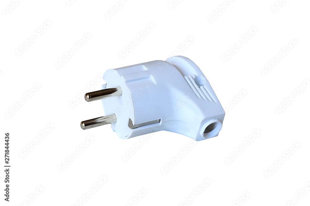 Plastic electrical plug isolated on white background Plastic electrical plug isolated on white background