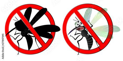 the mosquitoes stop sign - vector image of funny of a mosquito