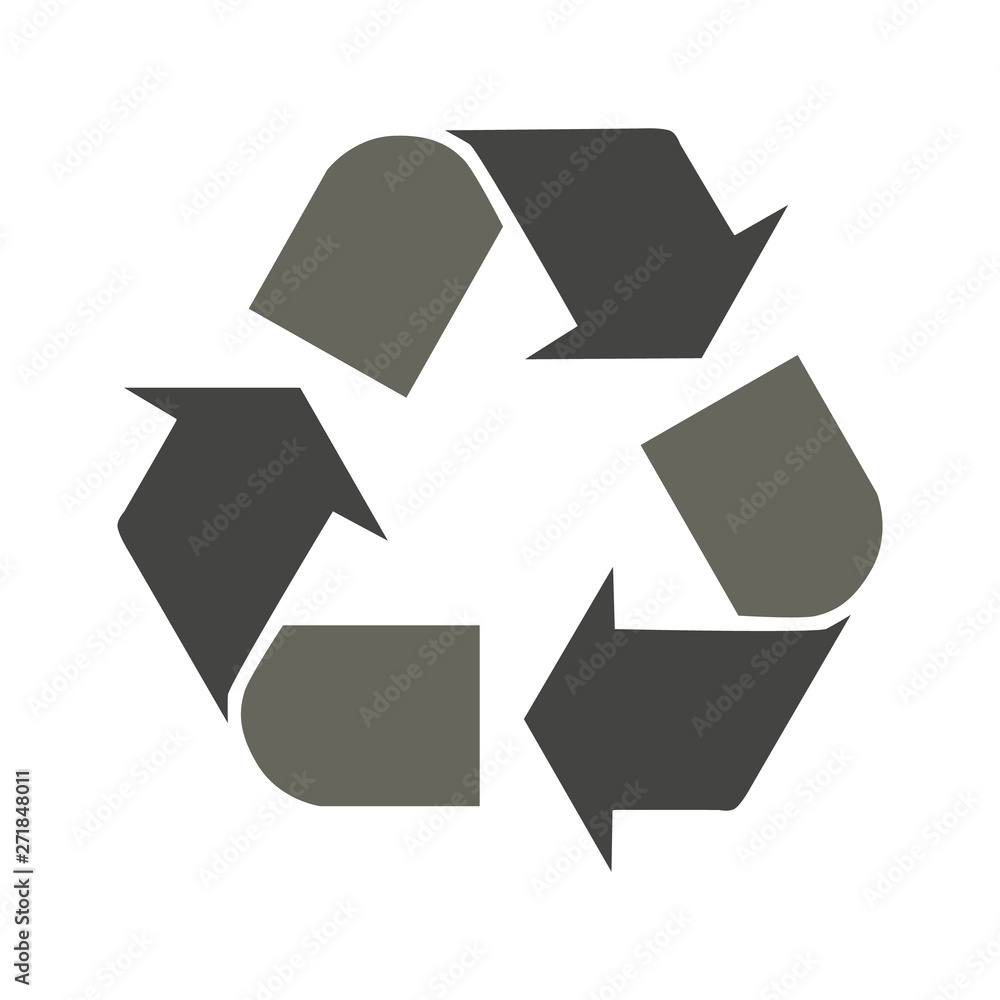 Recycle vector icon. Style is flat symbol, gray color, rounded angles, white background. Recycle vector icon. Style is flat symbol, gray color, rounded angles, white background.