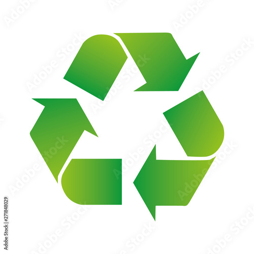 Green arrows recycle eco symbol vector illustration isolated on white background. Recycled sign. Cycle recycled icon. Recycled materials symbol.