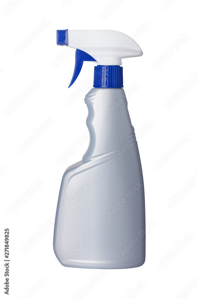 Blank plastic spray detergent bottle isolated on white background. With clipping Path included Blank plastic spray detergent bottle isolated on white background. With clipping Path included