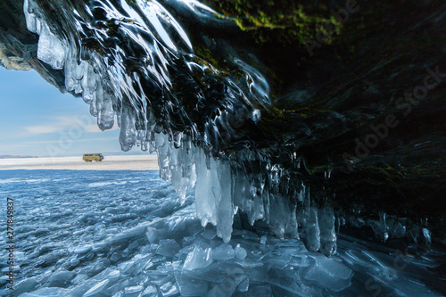 Frozen Lake Baikal, in April 2018 photo