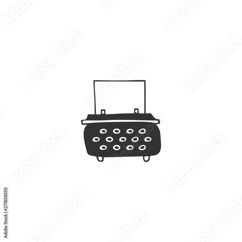 Vector hand drawn icon, a typewriter. Publishing, writing and copywriting theme.