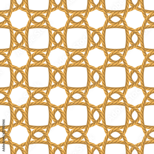 Rope Seamless Pattern on White Background. Rope Texture